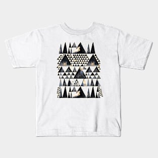 Geo Scandi Black Triangles Gold Kids T-Shirt